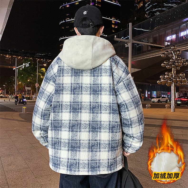 冬季男士加棉假两件格子夹克港风大码加厚棉衣外套,男装夹克,星座1206（原A206）