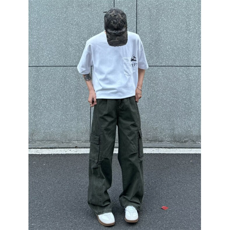 1506/QYK510/P62新款宽松休闲裤男韩版潮流坠感阔腿拖地长裤,男装休闲裤,星座1506