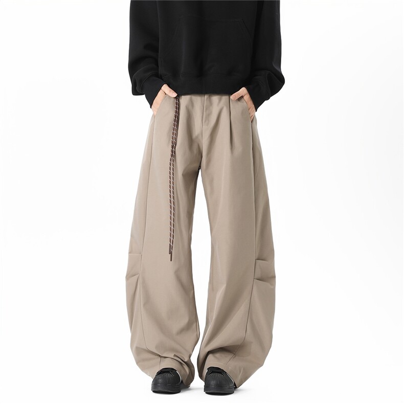 270g棉感面料2025老钱风弯刀休闲裤宽松裤子/送腰绳K6022-特P38，男装休闲裤，电商042