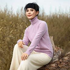 优雅气质高翻领简约时尚百搭款，女装羊毛衫，米琪莲羊绒