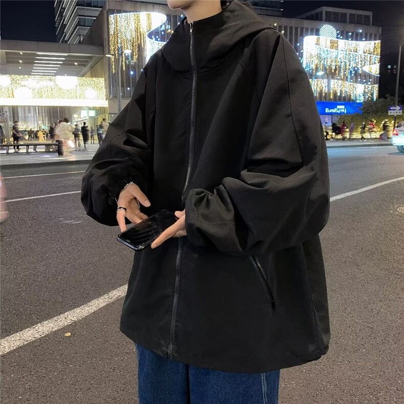 春季新款港风情侣潮流拉链夹克男百搭连帽休闲外套JK01159-P57,男装夹克,星座308B-1