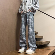 长裤微弹cleanfit雪花扎染牛仔裤男春秋季青少年纽扣潮水洗KB39，男装休闲裤，星座1116A-1（原606A）