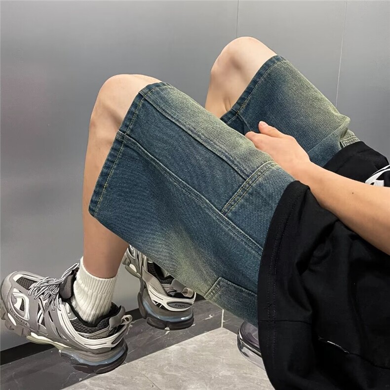 日系复古水洗牛仔短裤男夏季潮牌宽松工装五分裤1001-1-JM96-P36,男装牛仔裤,星座1001-1