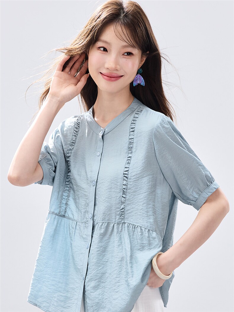 现货2026夏装新款修身衬衣,女装衬衫,木子恋