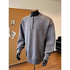 秋冬美式亨利领毛衣男复古休闲针织衫男纯色毛衣A5009-P52，男装针织衫/毛衣，星座208-5