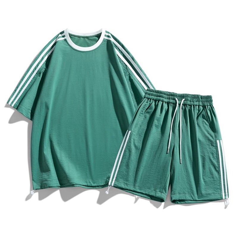 新款夏季美式情侣套装条纹短袖时尚潮流休闲运动服男 TZ2525 P65图片