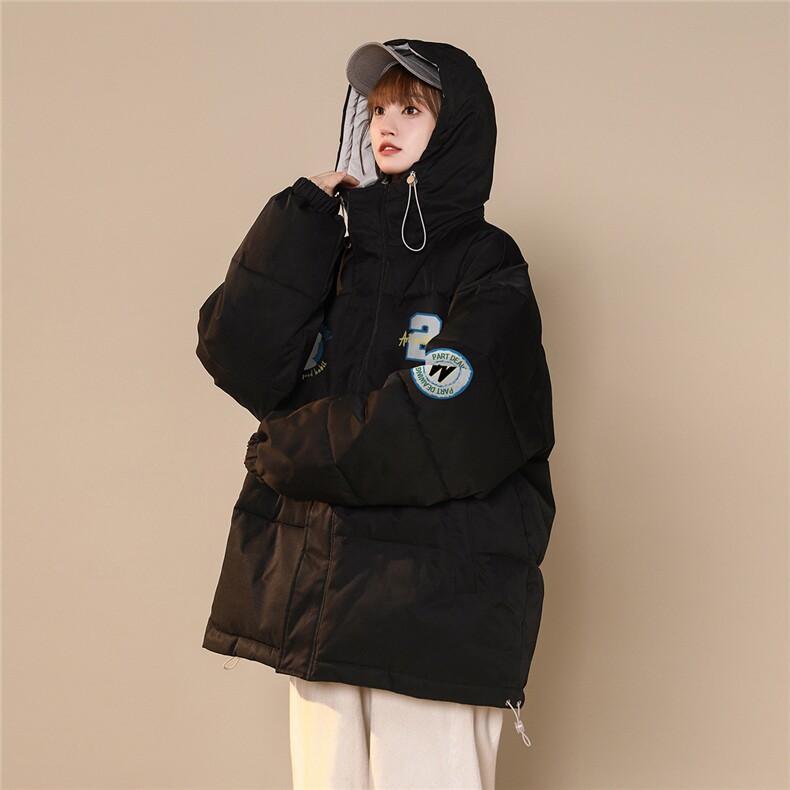 中性风22冬季新品设计感潮流字母臂章印花连帽棉衣MY161P115控158,男装棉衣,A247A