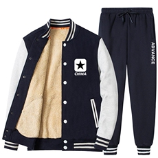 2025冬季新款加绒加厚棒球服运动套装XZ102A-4-532-P115，男装休闲套装，星座211-2