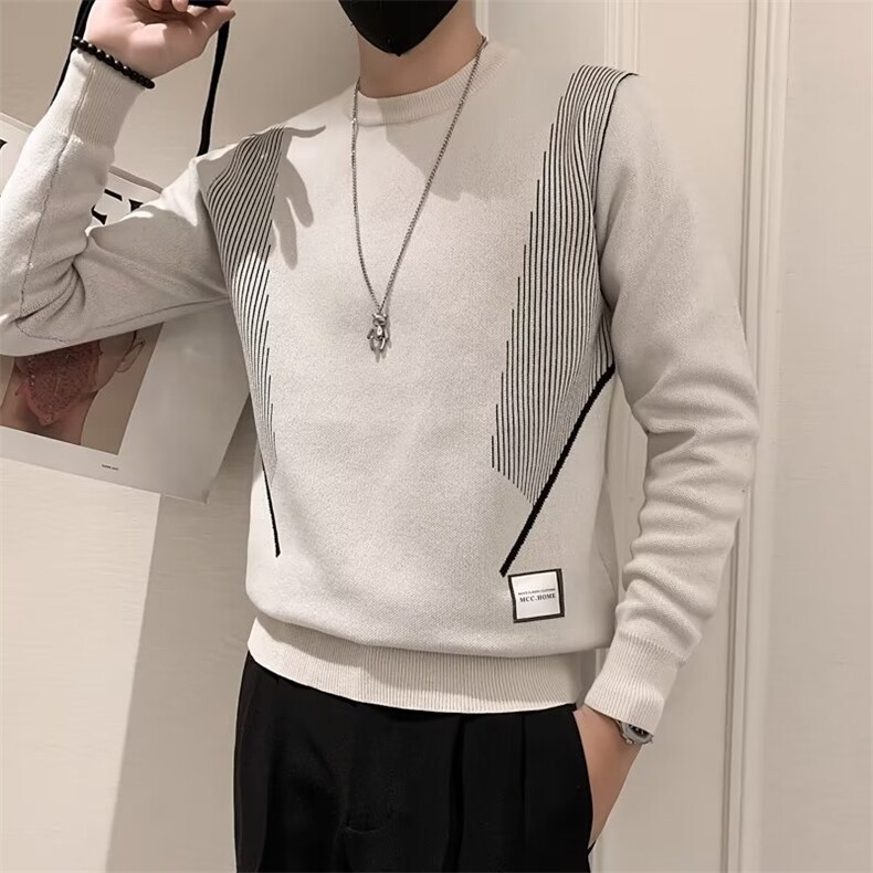 潮牌撞色毛衣男圆领打底衫长袖内搭衣服2024新款S551-P48,男装针织衫/毛衣,星座1109-3