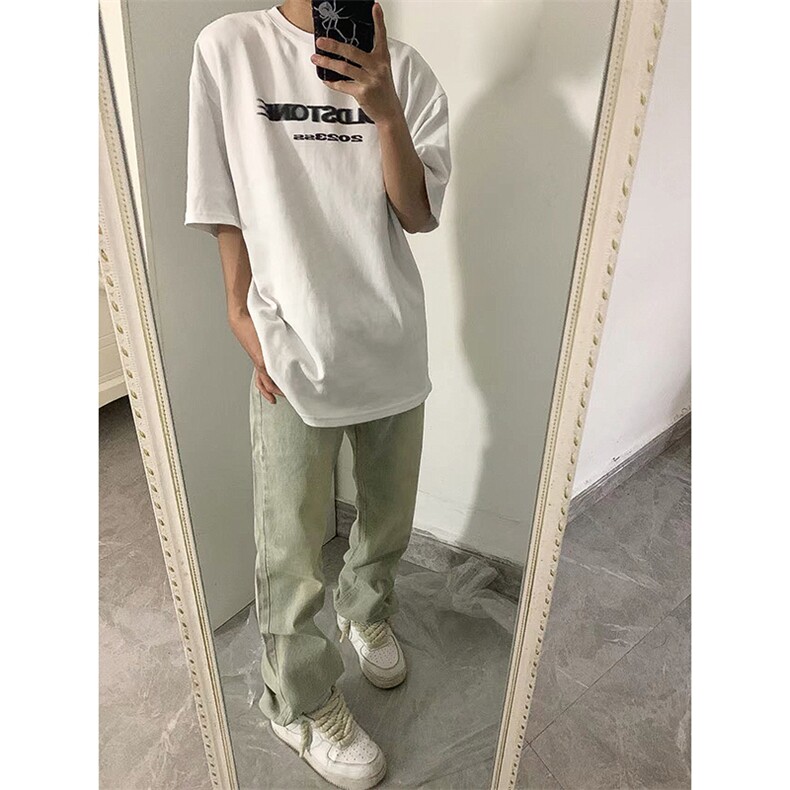 B221美式ins高街小众百搭纯色微喇牛仔裤LK22087-P55控78，男装牛仔裤，电商B221