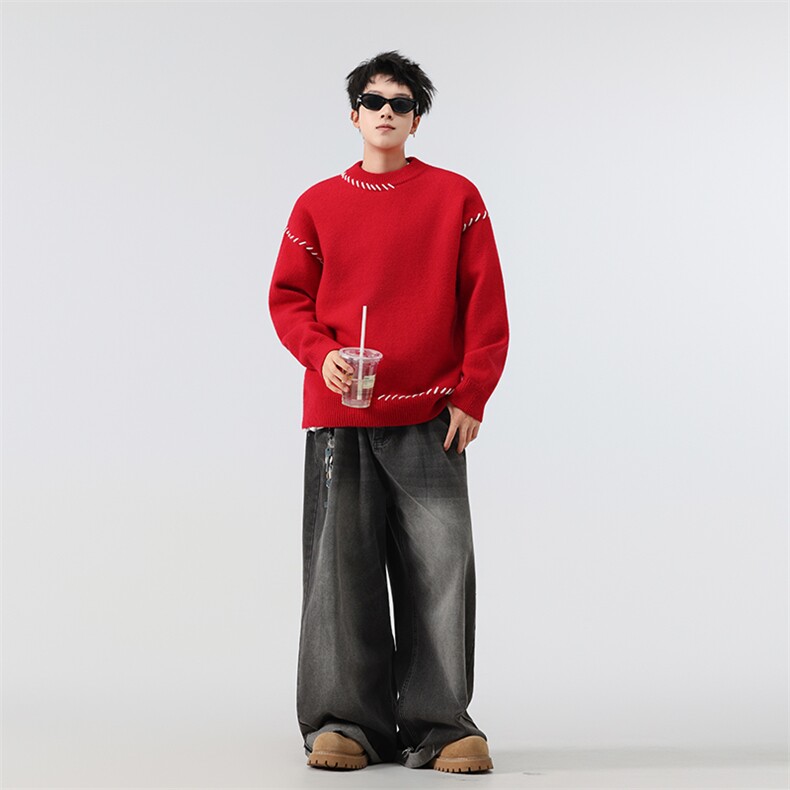 手缝拼接纯色毛衣XZ503-MY11P60控88,男装针织衫/毛衣,星座503-1