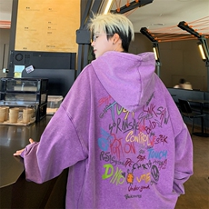 美式潮牌重磅水洗做旧连帽卫衣力推大码男XZ517A-2-Y7742-P68，男装卫衣，星座517A-2