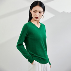 2024秋冬新款35%山羊绒女士净面V领羊绒衫，女装羊绒衫，润辉羊绒