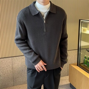 半拉链毛衣男秋冬款高级感慵懒风翻领针织衫宽松休闲线衣 MY13图片