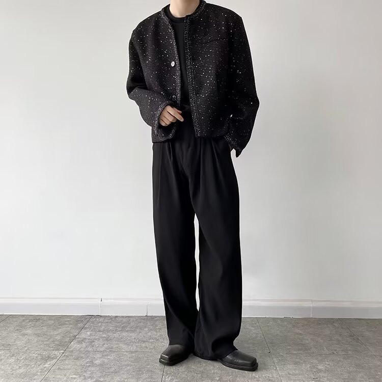 W10859-P73网图现货轻奢高级感小香风外套韩版潮流时髦亮丝西服,男装西服,星座1608