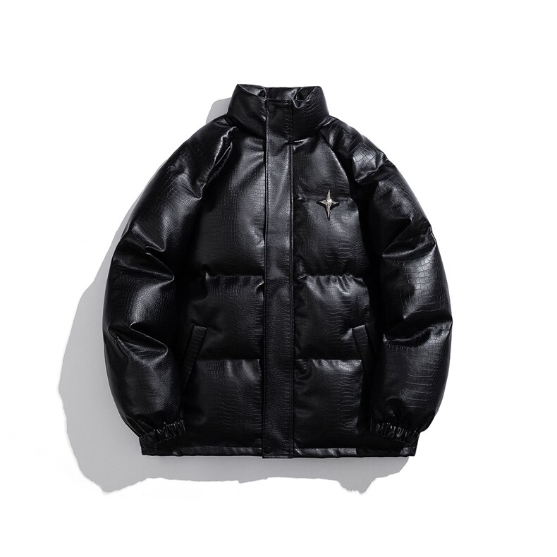 白底鳄鱼纹可拆卸四芒星胸针设计潮流休闲棉衣男MY77733P128控168，男装棉衣，星座227-7