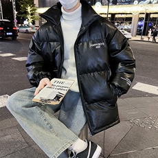新款立领pu皮印花棉衣男秋冬季加厚面包服外套保暖棉服MY613-P115，男装棉衣，星座505-3