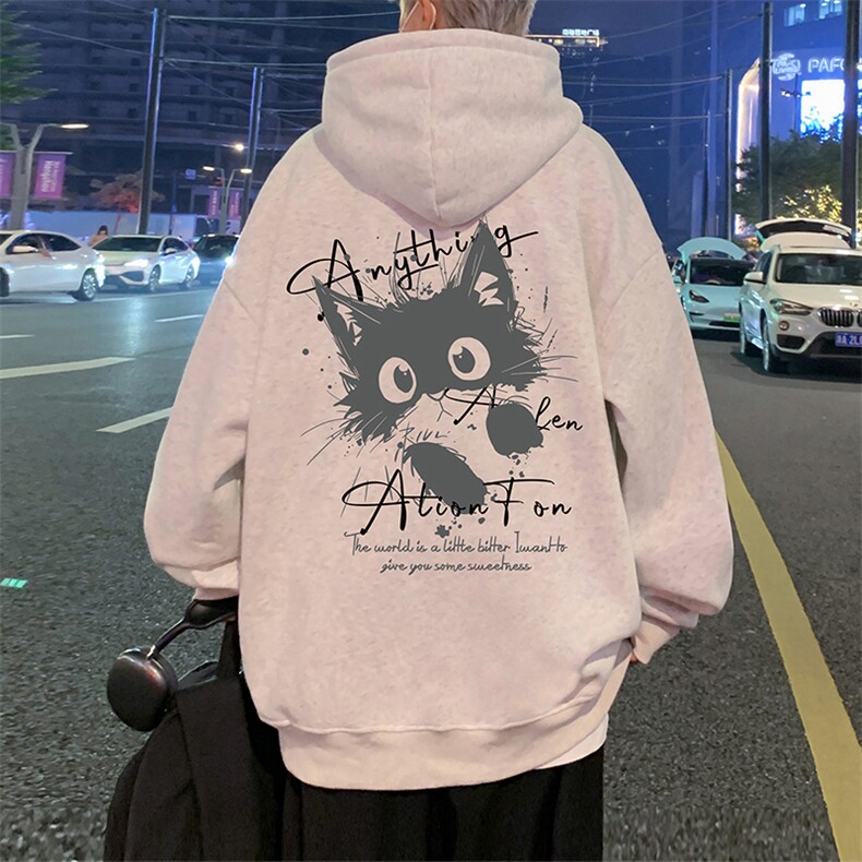 CM076秋冬季纯棉连帽卫衣男2025新款卡通休闲长外套宽松,女装短外套,星座304A