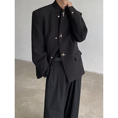 W9233-P68网图现货春新款新中式垫肩西装外套风立领西服夹克，男装夹克，星座1608-2