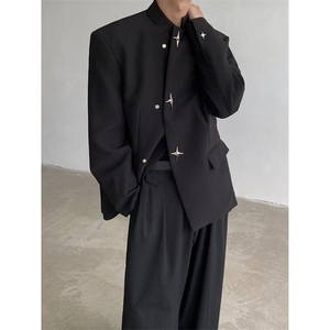 W9233-P68 网图现货 春新款新中式垫肩西装外套风立领西服夹克图片
