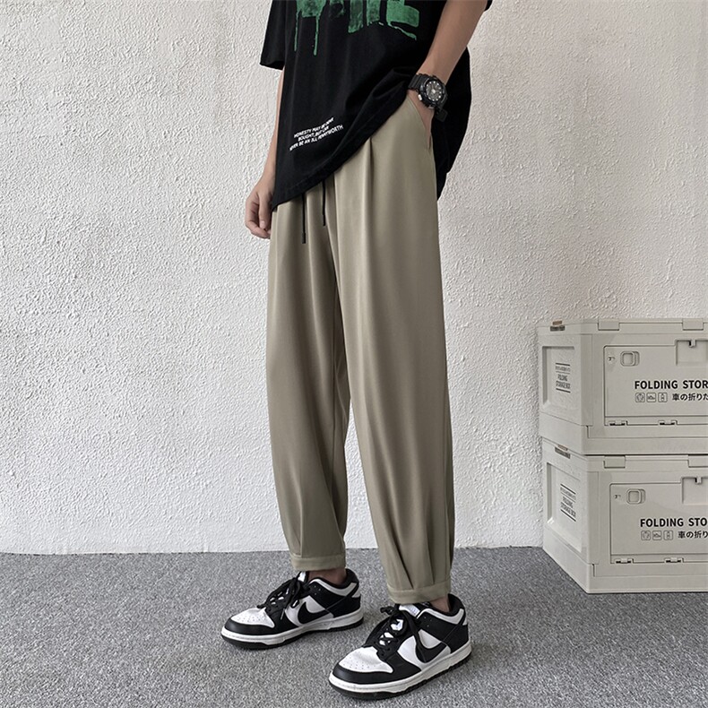 冰丝裤子男夏季薄款休闲长裤男士宽松潮牌九分运动裤男K0297-P35,男装休闲裤,星座308B-1