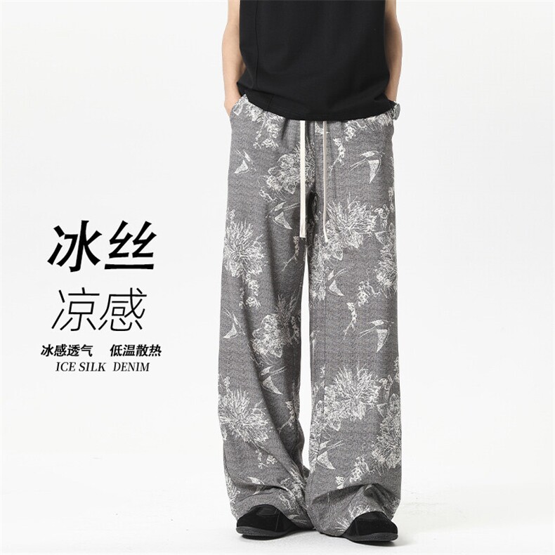 2025夏季新款无影墙新中式印花冰丝长裤M-5XLHK25474-特P25,男装休闲裤,电商A022