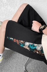 1港风大码M-5XL日系刺绣民族风潮五分裤男士中裤DK7791P45控69，男装牛仔裤，星座226-2