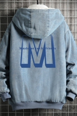 牛仔外套男大码加厚加绒衣男羊羔毛服男NM53260-P140网格，男装棉衣，电商A040A