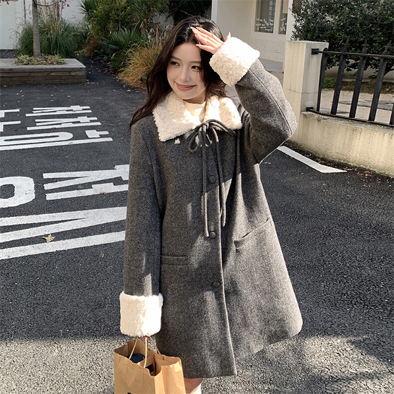 2C291羊毛拼接90白鸭羽绒服YRF11-P275-K455,女装羽绒服,2C291