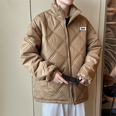 美式复古宽松保暖男生加厚情侣款冬季英伦立领棉服313B-NC359-P60，男装棉衣，星座313B