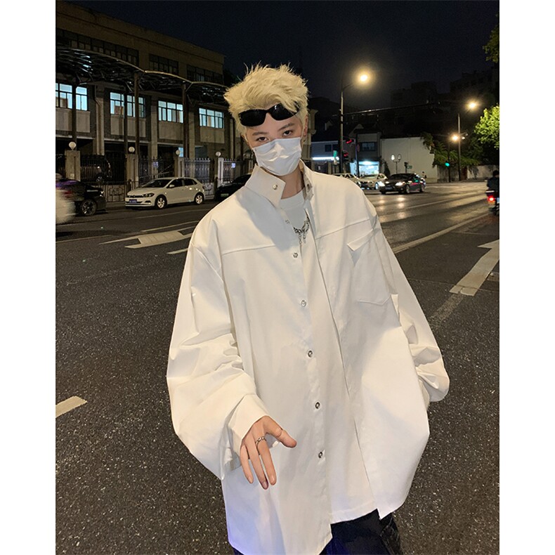 衬衫男士长袖韩版潮流垫肩宽松百搭2024秋冬ins帅气外套CY984-P39,男装衬衫,星座412-3