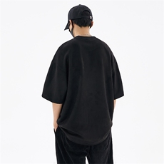 多色240克麂皮绒短袖T恤大码宽松重磅刺绣男T109-1-T23610-P28，男装T恤，星座109-1