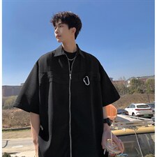 1港风华夫格短袖衬衫大码M-5XL金属纽扣短袖衬衣DCS8769特P35控68，男装T恤，星座226-2