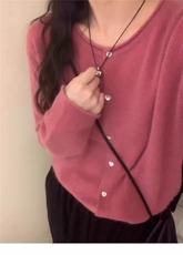 时尚百搭女士羊毛针织开衫舒适保暖显瘦长袖外套，女装针织衫/毛衣，恩泰羊绒