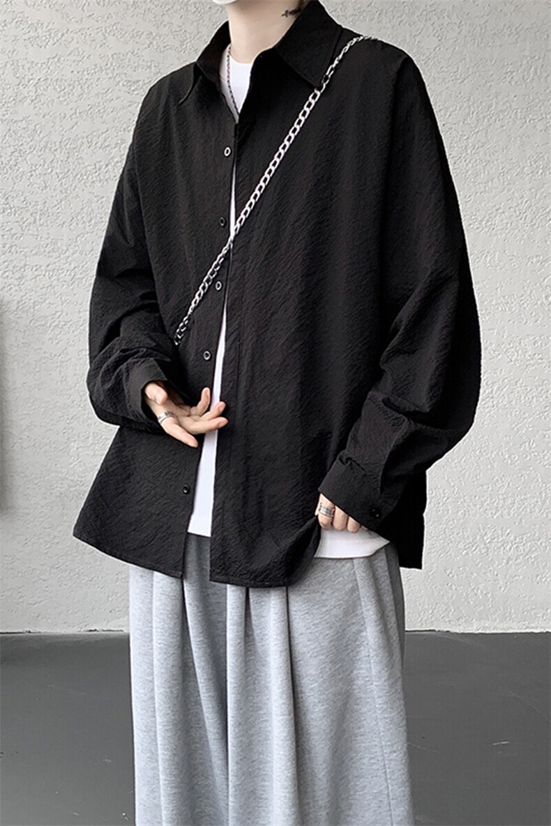 8XL-M泡泡纱盐缩肌理长袖衬衫男夏季冰丝外套防晒衬衣CS29007P40,男装衬衫,电商B312