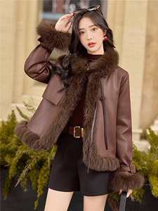 《鹅绒服》2025年冬季高端狐狸真毛加厚保暖皮草短外套休闲韩版图片