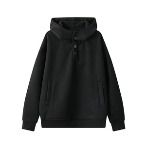 特批P58无差价秋季500g重磅华棉百搭排扣连帽大码长袖卫衣男W5410图片