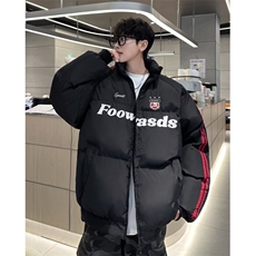 字母绣花棉服男冬复古条纹加厚运动面包服款棉衣外套M9093，男装棉衣，星座1116A-1（原606A）
