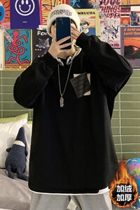 7XL-M现货港风加绒卫衣男2023冬季新款加绒加厚保暖衣加肥加大码，男装卫衣，钱塘717(原712)