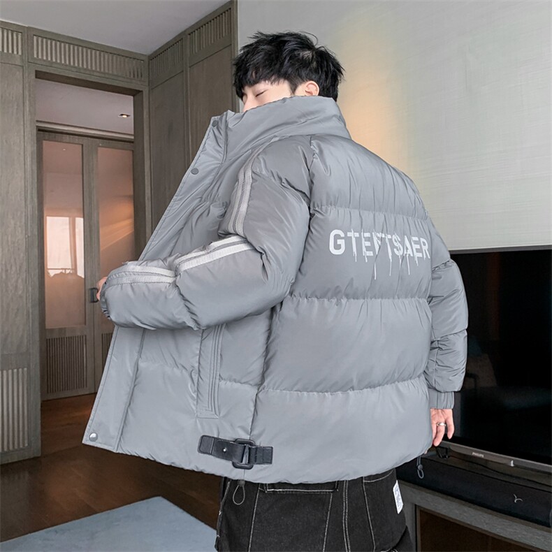 棉衣男秋冬季加厚棉袄外套条纹宽松ins潮面包棉服M0752-P108图片