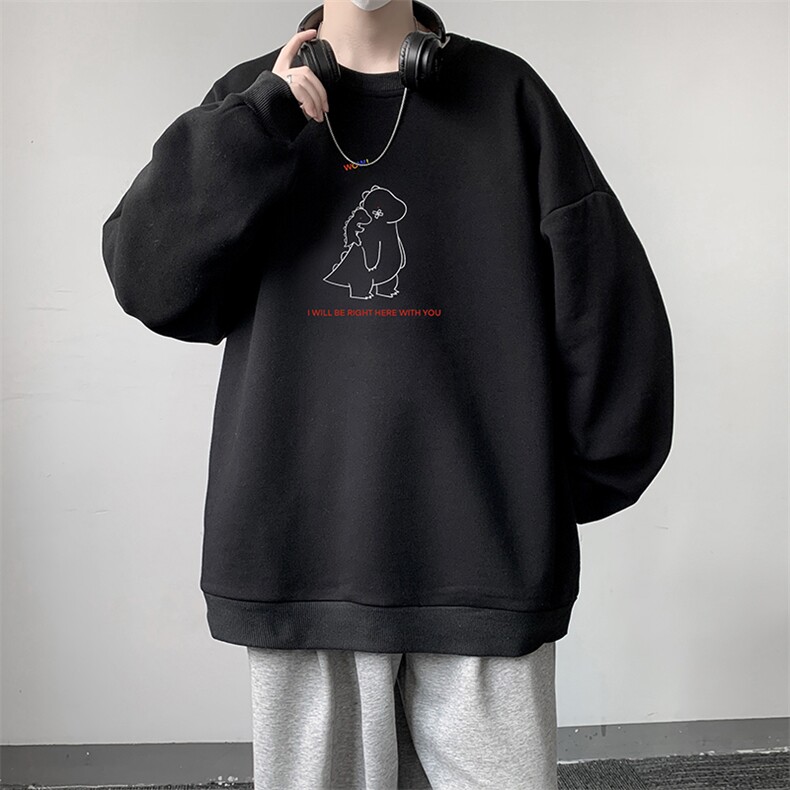 圆领卫衣男大码加厚加绒长袖t恤男S6140-P28加绒款-P33,男装卫衣,电商A040