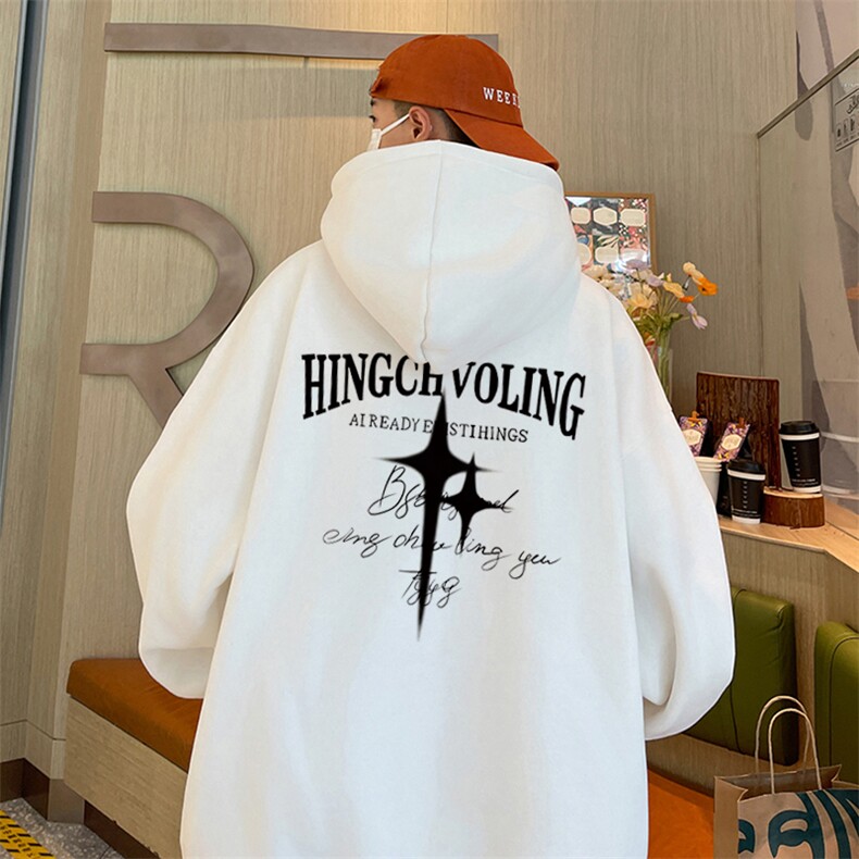 秋款重磅华棉男士宽松时尚连帽卫衣男XZ310B-W644-P50加绒P60图片