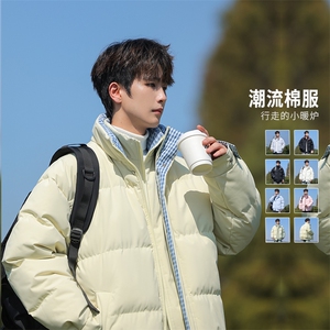 美式潮流防泼水格子撞色保暖棉衣男2025新款假两件上衣MY2515-P85图片