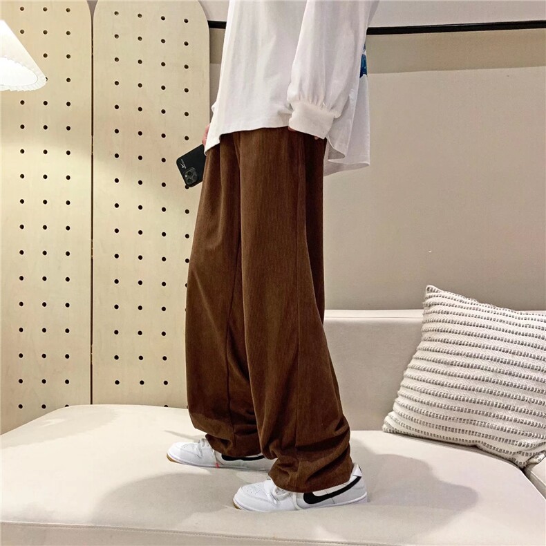 灯芯绒裤子男夏季直筒宽松日系ins潮牌休闲裤E100P35图片