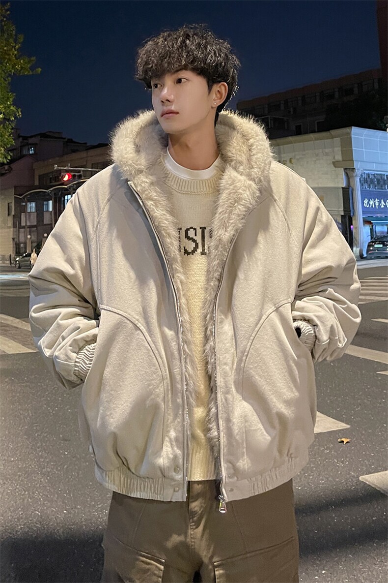 冬季新款外景座山雕连帽夹克棉服男女潮复古宽松外套MF00372/P135,男装夹克,电商B316