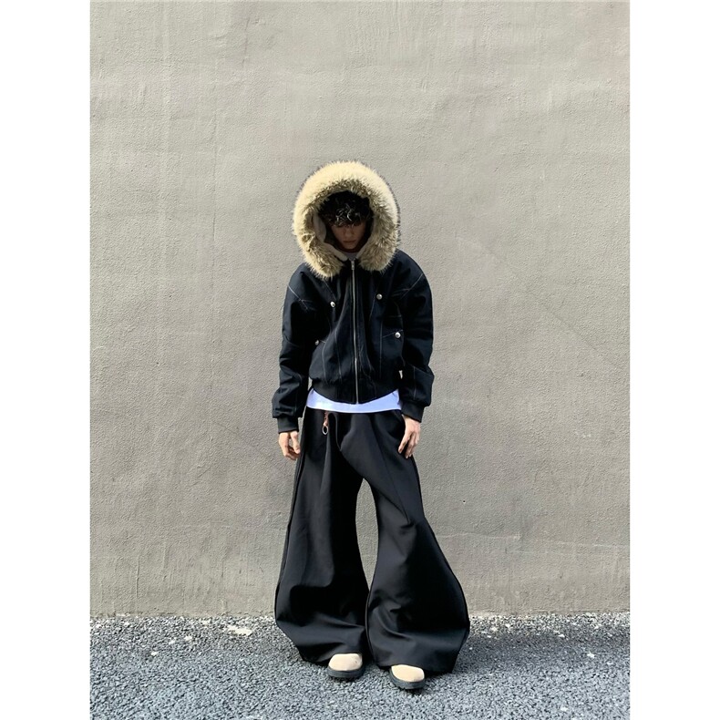 美式复古毛领座山雕棉服外套男冬季新款潮牌高级感加厚派克服棉衣图片