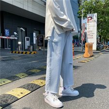 男生新款港风牛仔裤破洞休闲女裤子714-2，男装牛仔裤，星座714-1