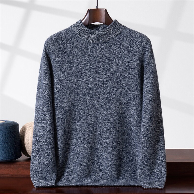 2025年秋季休闲7针双股加厚半高领时尚百搭通勤简约休闲，男装羊绒套衫，金帕维