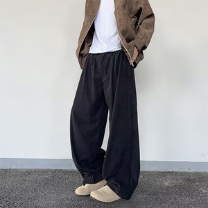 春季新款灯芯绒休闲裤男宽松直筒阔腿裤垂感长裤男A80711-p52图片