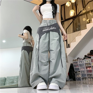 X367-P58 美式叠穿设计感绑带弯刀裤夏季街头裤子伞兵运动裤图片